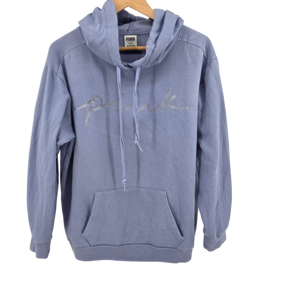 PINK Victoria's Secret Tops - PINK Victoria's Secret Hoodie Pullover Sweatshirt Silver‎ Logo Women's M/L